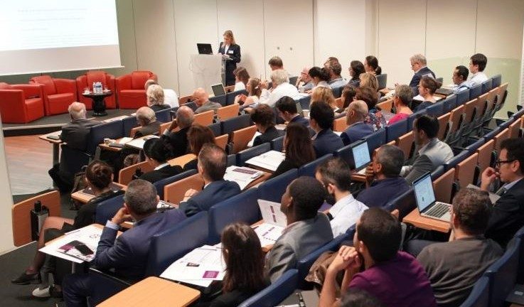 student in a lecture hall